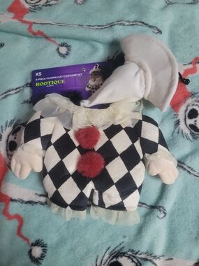 Bootique Black and White Harlequin Pet Costume with Cream Ruffle